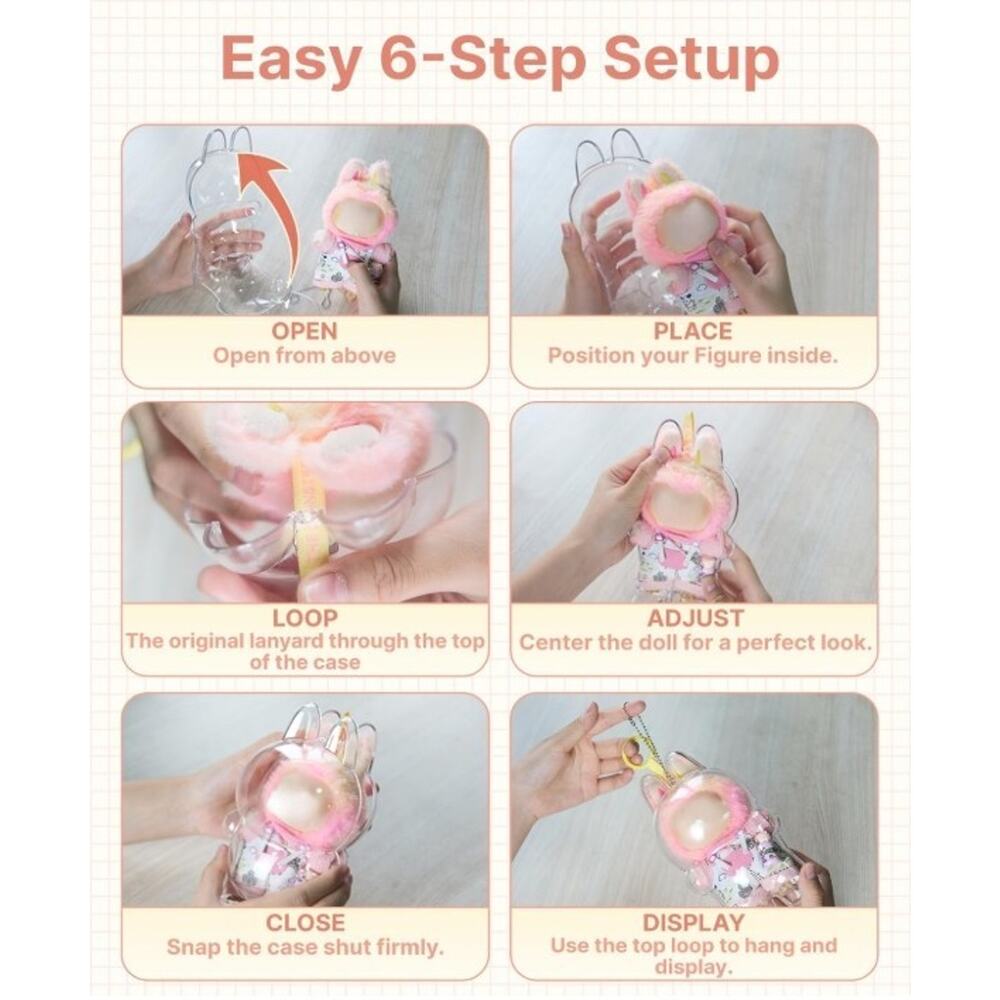 6.7" Clear LABUBU Figure Protective Case for Doll Collectibles Crystal Display - Picture 3 of 9